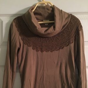 Anthropologie Ella Moss Brown Cowl Neck S Small